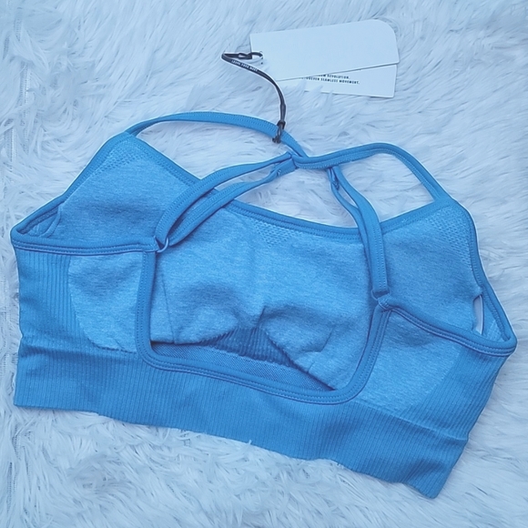 HP🎉 DYE DOYOUEVEN Impact Baby Blue Crop Sports Bra - Size L - Picture 3 of 8